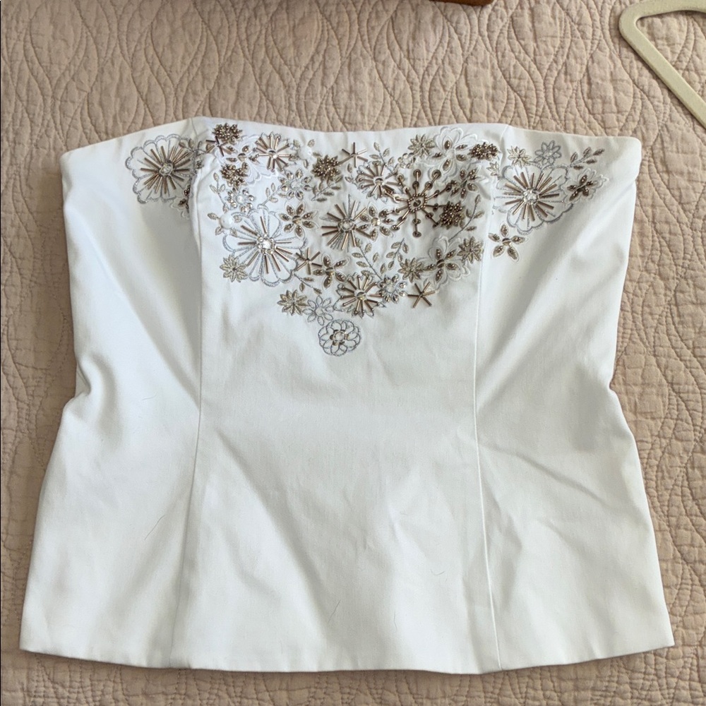 White House Black Market White Floral Camisole